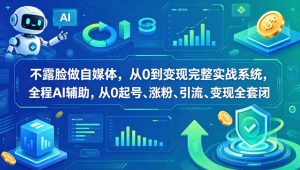 不露脸做自媒体,从0到变现完整实战系统,全程AI辅助,从0起号、涨粉、引流、变现全套闭环-水滴知识网