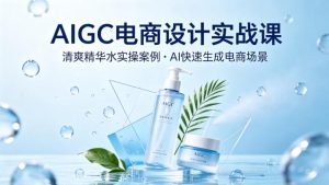 AIGC电商设计实战课,以清爽精华水为实操案例,教你用AI快速生成电商场景-水滴知识网