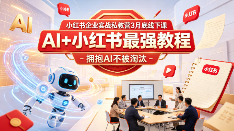 小红书企业实战私教营3月底线下课,AI+小红书最强教程,拥抱AI不被淘汰-水滴知识网