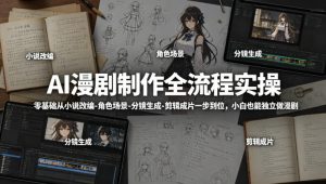 AI漫剧制作全流程实操,零基础从小说改编-角色场景-分镜生成-剪辑成片一步到位,小白也能独立做漫剧-水滴知识网
