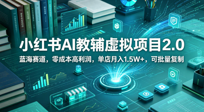 小红书AI教辅虚拟项目2.0,蓝海赛道,零成本高利润,单店月入1.5W+,可批量复制-水滴知识网