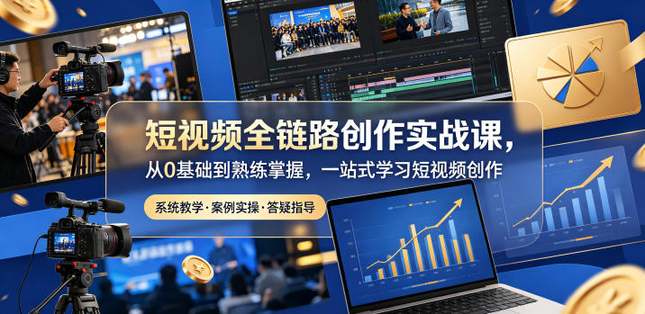 短视频全链路创作实战课,从0基础到熟练掌握,一站式学习短视频创作-水滴知识网