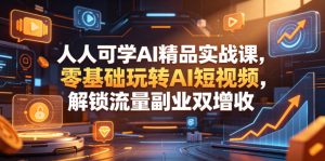 人人可学AI精品实战课,零基础玩转AI短视频,解锁流量副业双增收-水滴知识网