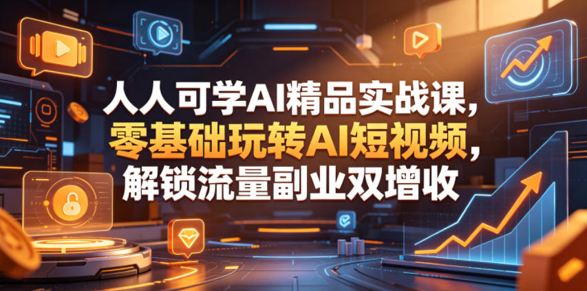 人人可学AI精品实战课,零基础玩转AI短视频,解锁流量副业双增收-水滴知识网