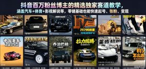 抖音百万粉丝博主的精选独家赛道教学,涵盖汽车+体育+影视解说等,零基础也能快速起号、涨粉、变现-水滴知识网