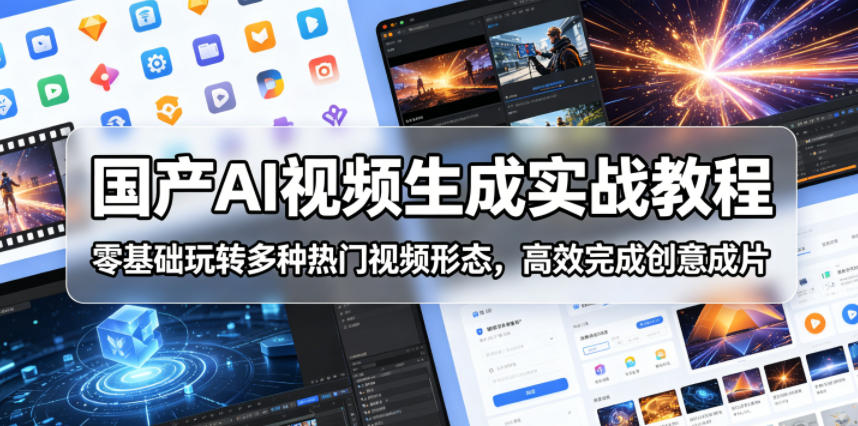 国产AI视频生成实战教程,零基础玩转多种热门视频形态,高效完成创意成片-水滴知识网